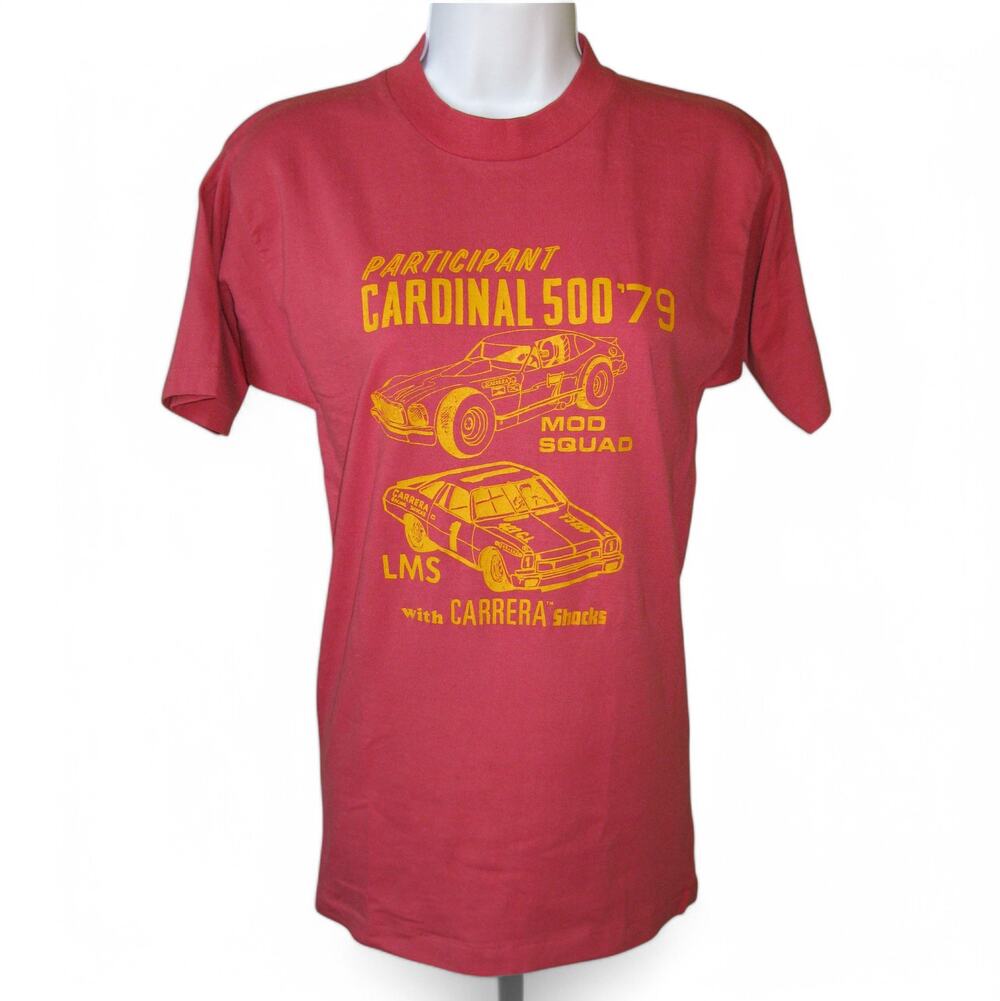 Cardinal 500 Racing T Shirt Auto Race Carrera Shocks Mod Squad Vintage 1970s